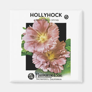 Hollyhockvintage kärnar ur paketet magnet