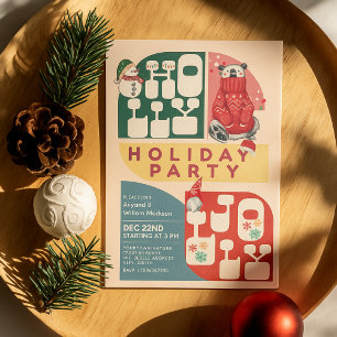 HollyJolly Retro Geometric Mönster jul Party Inbjudningar