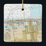 Hollywood Beach Florida Chart Julgransprydnad Keramik<br><div class="desc">Hollywood Beach Florida nautiskt sjökort julprydnad.</div>