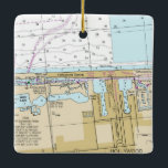 Hollywood Beach Florida Chart Julgransprydnad Keramik<br><div class="desc">Hollywood Beach Florida nautiskt sjökort julprydnad.</div>