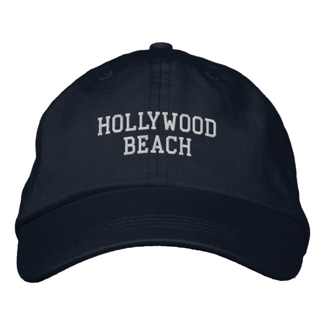 Hollywood Beach Florida Embroired Baseball Hat Broderad Keps (Framsida)