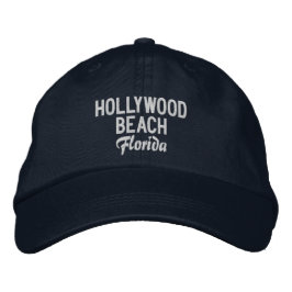 Hollywood Beach Florida Embroired Baseball Hat Broderad Keps