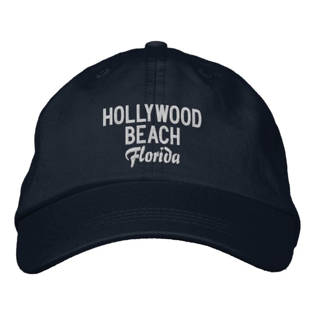 Hollywood Beach Florida Embroired Baseball Hat Broderad Keps (Framsida)