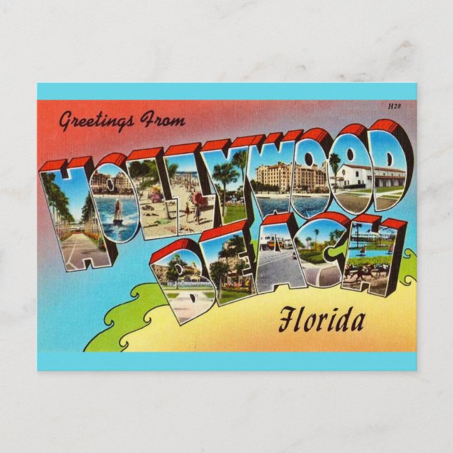 Hollywood Beach Florida Postcard Vykort (Framsida)