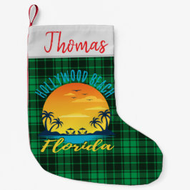 Hollywood Beach Florida Retro Sunset Grönt Play Liten Julstrumpa