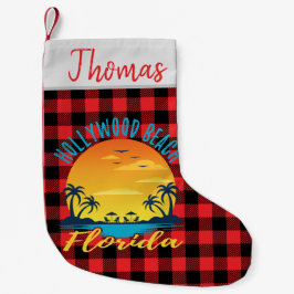 Hollywood Beach Florida Retro Sunset Red Play Liten Julstrumpa