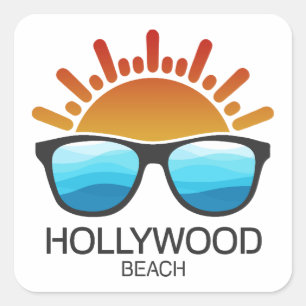Hollywood Beach Florida Sunglasses Fyrkantigt Klistermärke