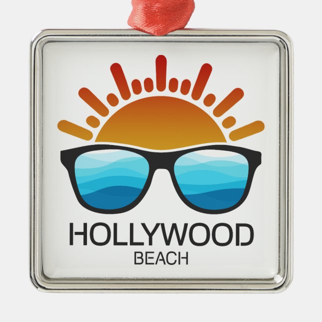 Hollywood Beach Florida Sunglasses Julgransprydnad Metall (Framsidan)
