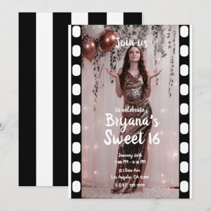 Hollywood Bio Film Fotografering Sweet 16 Inbjudningar