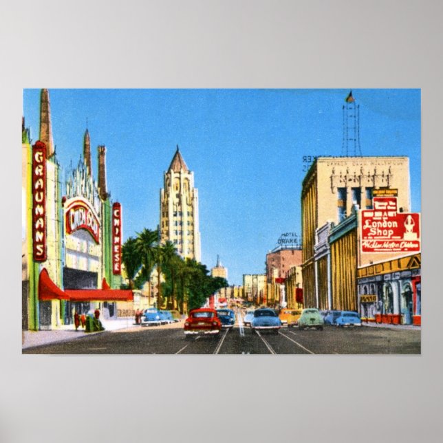 Hollywood Boulevard, Los Angeles Vintage Poster (Framsidan)