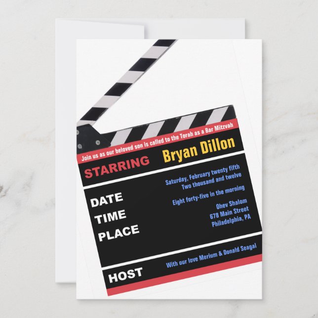 HOLLYWOOD BROADWAY MOVIES Pub Pub Mitzvah Inbjudan (Framsida)