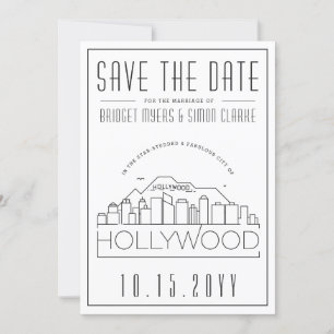 Hollywood Bröllop Stilisad Stadssiluett Spara Datu Inbjudningar