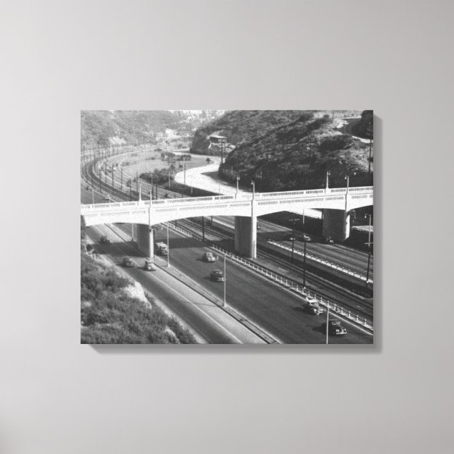 Hollywood, CA Cahuenga Pass Freeway View Canvastryck (Framsida)