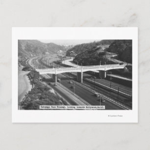 Hollywood, CA Cahuenga Pass Freeway View Vykort