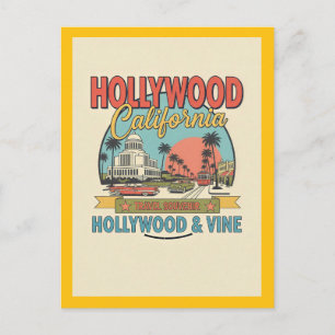Hollywood, CA – Hollywood och Vine Retro Vykort