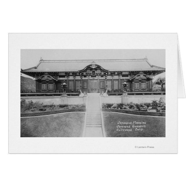 Hollywood, CA Japansk Mansion i Gardens Hälsningskort (Framsidan Horizontal)