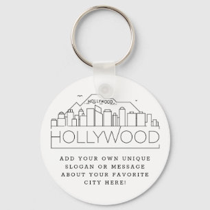 Hollywood, CA Stylized Skyline Anpassningsbar Sl Nyckelring