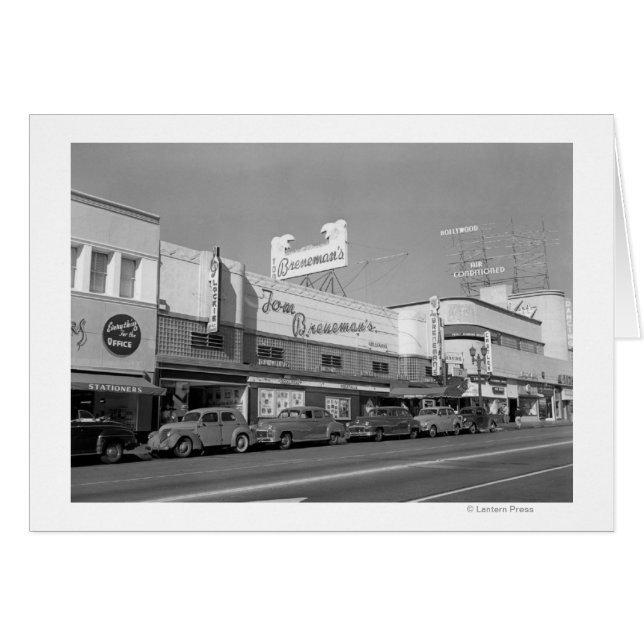 Hollywood, CA Town View Tom Breneman's Hälsningskort (Framsidan Horizontal)