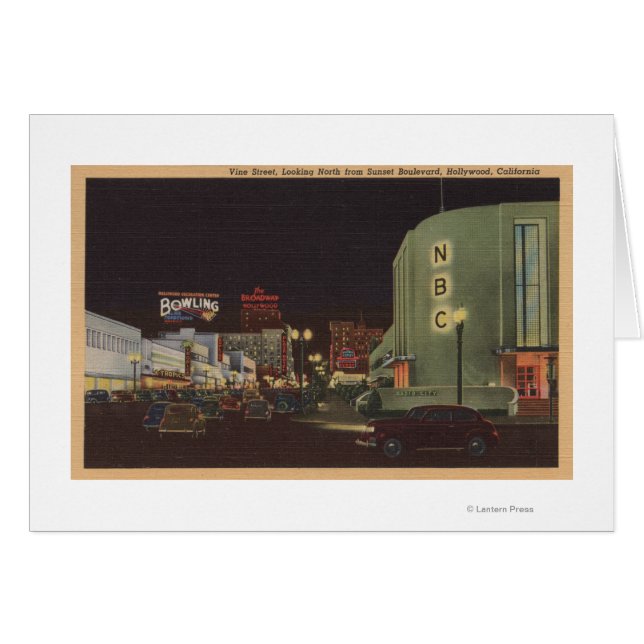Hollywood, CA - Vine Street från Sunset Hälsningskort (Framsidan Horizontal)