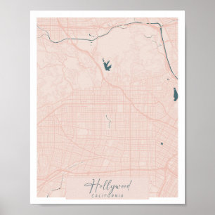 Hollywood California Rosa och Blue Cute Script Poster