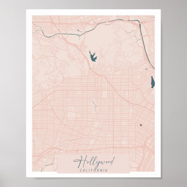 Hollywood California Rosa och Blue Cute Script Poster (Framsidan)