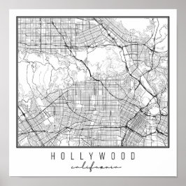 Hollywood California Street Karta Poster
