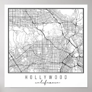 Hollywood California Street Karta Poster