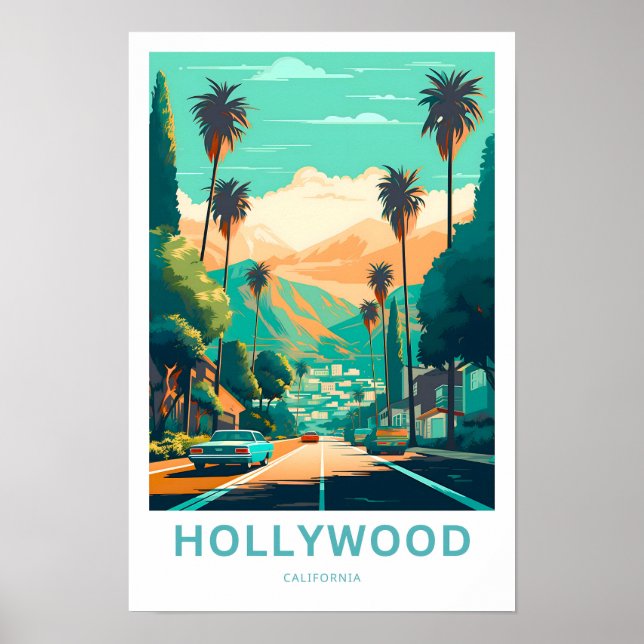 Hollywood California Travel Print Poster (Framsidan)
