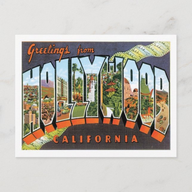 Hollywood California Travel US City Vykort (Framsida)