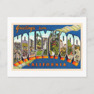 Hollywood California Vintage Large Brev vykort
