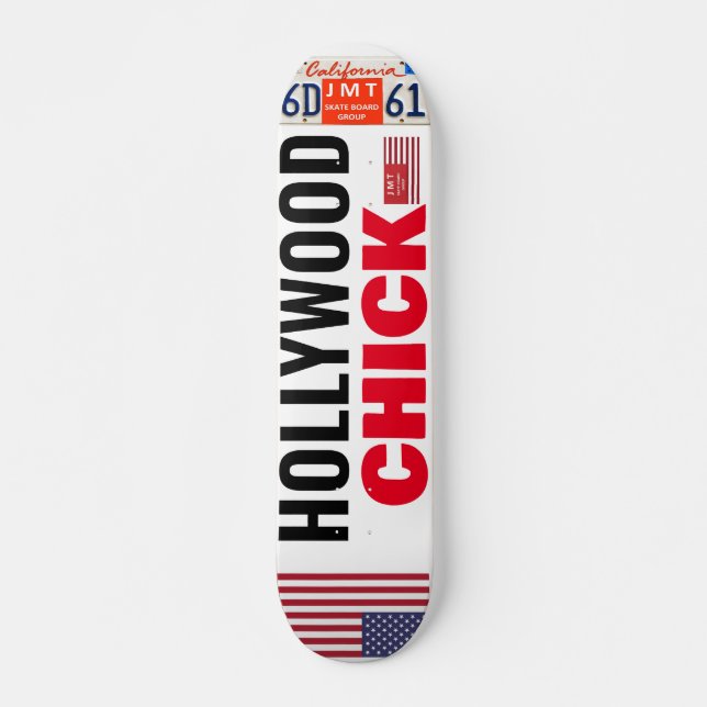 HOLLYWOOD CHICK USA 7 3/4" Skateboard Deck (Framsida)
