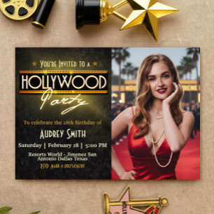 Hollywood-fest med bild födelsedagsinbjudan inbjudningar