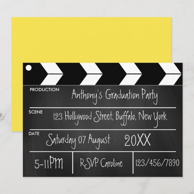 Hollywood Film Examenfest Chalkboard  Inbjudan (Fram/baksida)