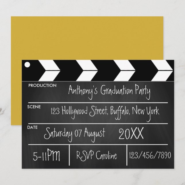Hollywood Film Examenfest Chalkboard Inbjudan (Fram/baksida)