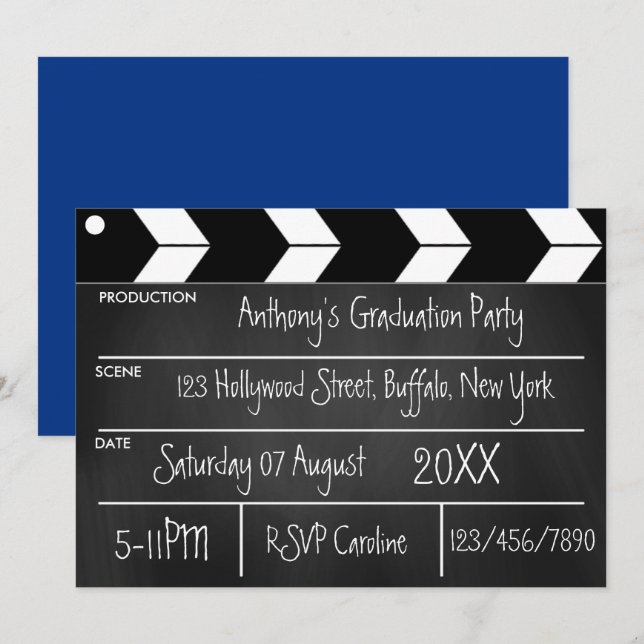 Hollywood Film Examenfest Chalkboard Inbjudan (Fram/baksida)