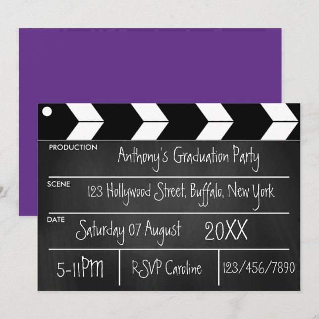 Hollywood Film Examenfest Chalkboard Inbjudan (Fram/baksida)