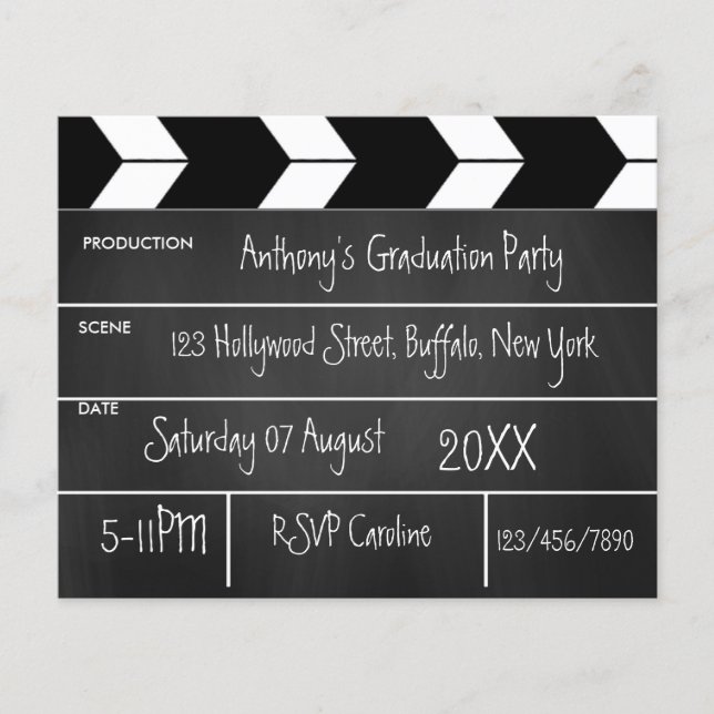 Hollywood Film Examenfest Chalkboard Inbjudan Flygblad (Framsidan)