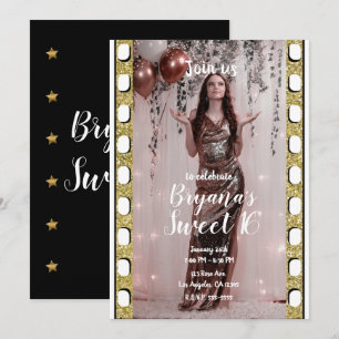 Hollywood Film Guld Stjärnor Film Sweet 16 Fest Inbjudningar
