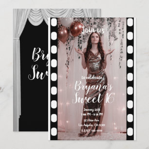 Hollywood-film Svarta Vita Gardiner Sweet 16 Inbjudningar