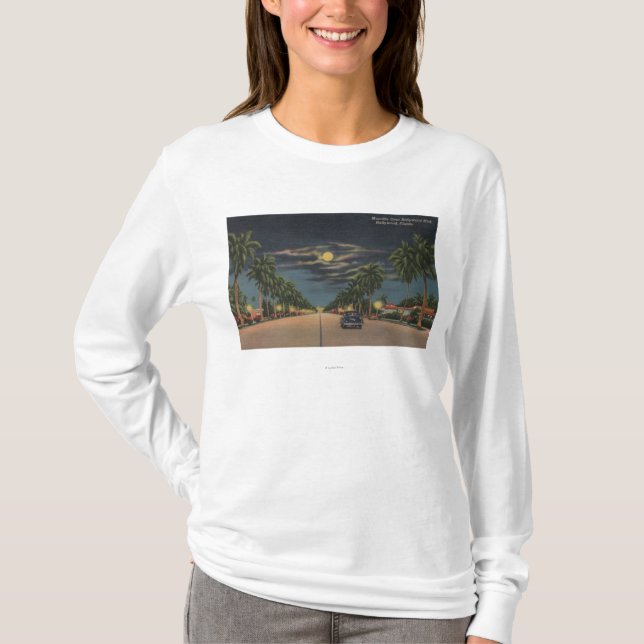 Hollywood FL - månsken beskådar över Hollywood Tee (Framsida)