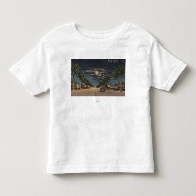 Hollywood FL - månsken beskådar över Hollywood Tee Shirt (Framsida)