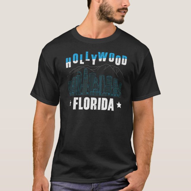 Hollywood Florida American Usa Vacation Travel Tou T Shirt (Framsida)