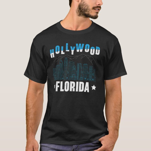 Hollywood Florida American Usa Vacation Travel Tou T Shirt (Framsida)