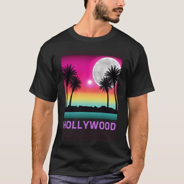 Hollywood Florida Beach Retro Vacation Resa Matchi T Shirt (Framsida)