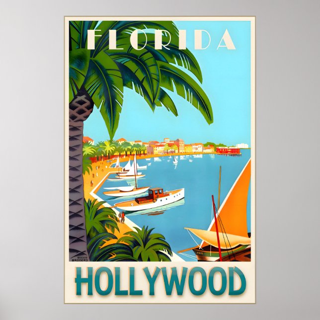 Hollywood Florida Broward County Travel Poster (Framsidan)