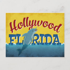 Hollywood Florida Dolphin Retro Vintage resor Vykort