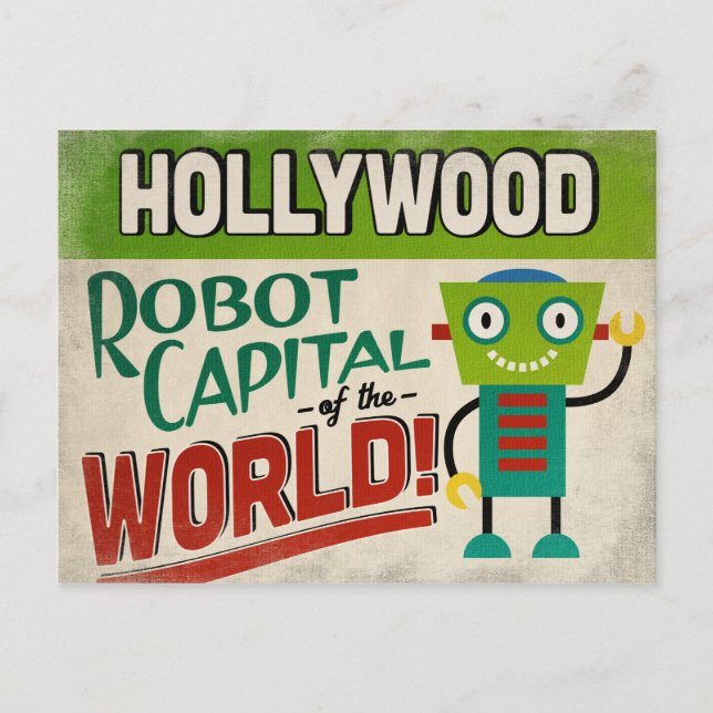 Hollywood Florida Robot - Funny Vintage Vykort (Framsida)