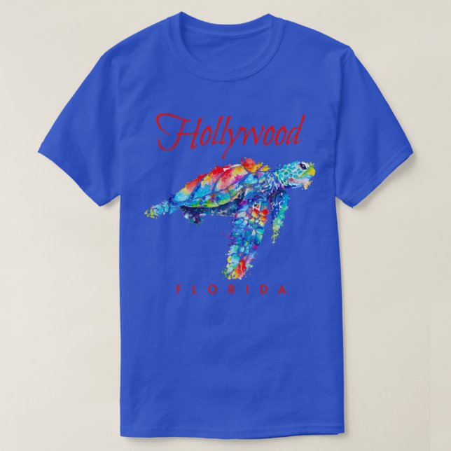 Hollywood Florida Watercolor Sea Turtle T Shirt (Design framsida)