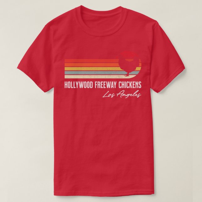 Hollywood Freeway Chickens Los Angeles Retro Souve T Shirt (Design framsida)