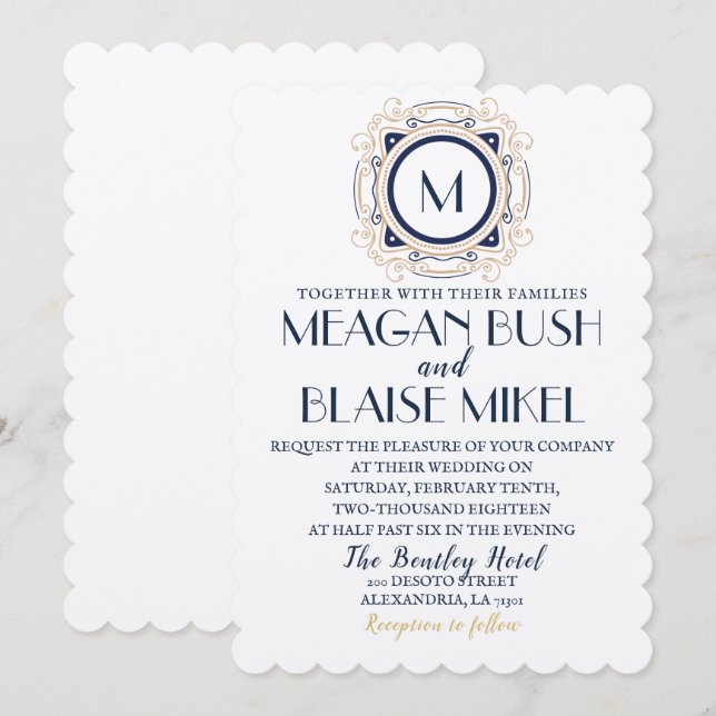 Hollywood Glam bröllopsinbjudan Inbjudningar (Fram/baksida)